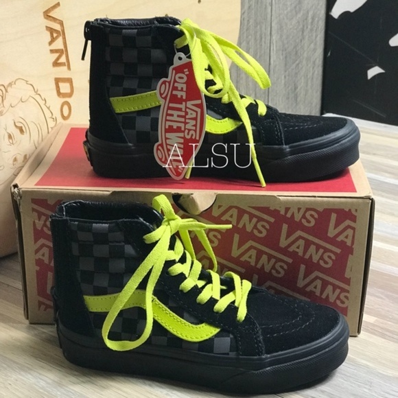 VANS SK8-HI Zip CHECKERBOARD Asphalt Reflect Kid’s - Picture 4 of 8